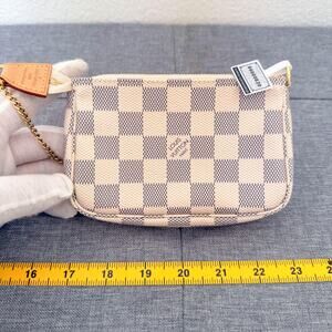Authentic Louis Vuitton Mini Pochette Accessoires Damier Azur Chain Bag